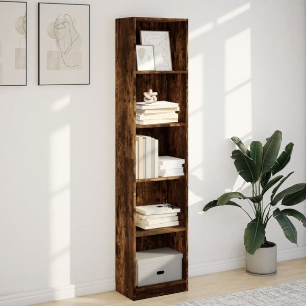 vidaXL Ράφι smoky oak, 40x24x176 cm, υλικό ξυλώδους προέλευσης