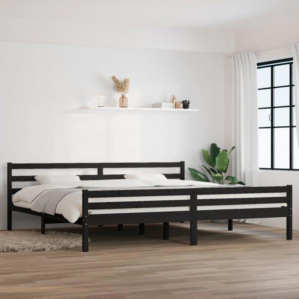 vidaXL Κρεβατιέρα από μασίφ ξύλο, μαύρη, 200x200 cm