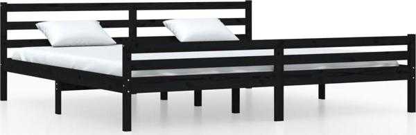 vidaXL Κρεβατιέρα από μασίφ ξύλο, μαύρη, 200x200 cm