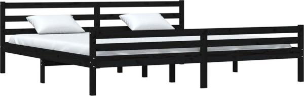vidaXL Κρεβατιέρα από μασίφ ξύλο, μαύρη, 200x200 cm