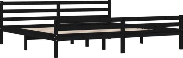 vidaXL Κρεβατιέρα από μασίφ ξύλο, μαύρη, 200x200 cm