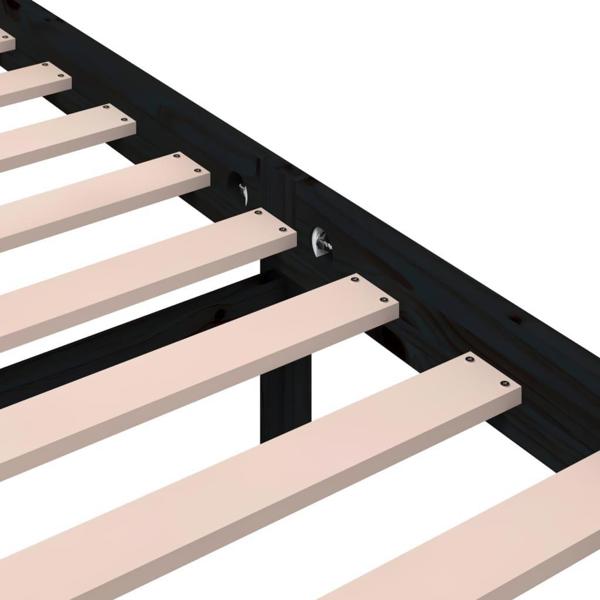 vidaXL Κρεβατιέρα από μασίφ ξύλο, μαύρη, 200x200 cm