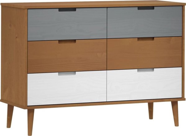 vidaXL Komoda, Καφέ, 113x40x80 εκ, Μασίφ Πεύκο