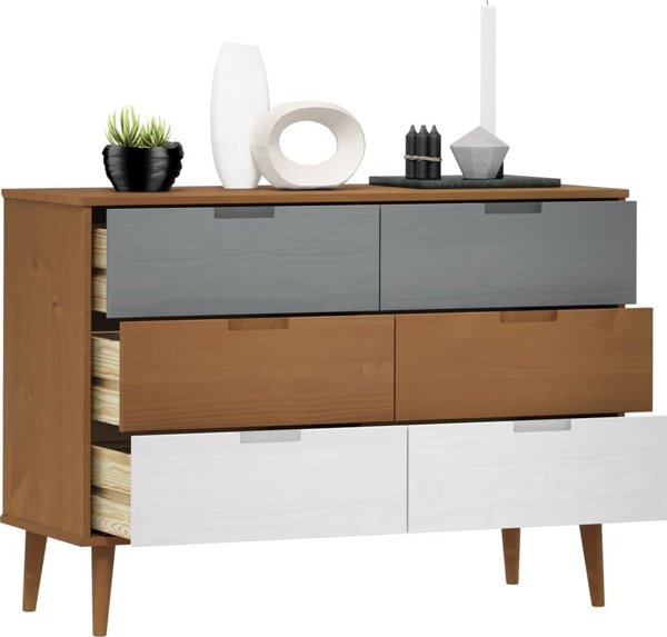 vidaXL Komoda, Καφέ, 113x40x80 εκ, Μασίφ Πεύκο