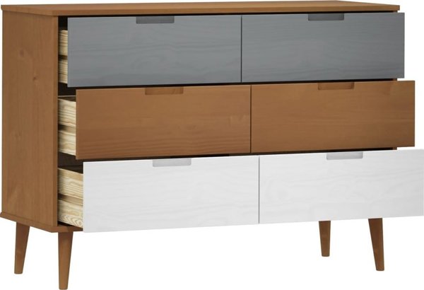 vidaXL Komoda, Καφέ, 113x40x80 εκ, Μασίφ Πεύκο