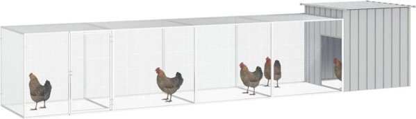 vidaXL Κλωβός για κοτόπουλα, γκρίζος, 500x91x100 cm, ατσάλι