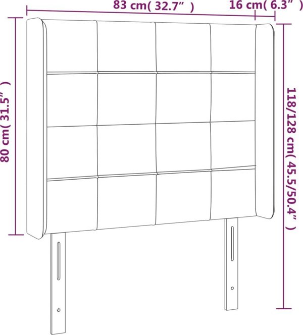 vidaXL Κεφαλάρι uszak Μαύρο 83x16x118/128 cm από ύφασμα