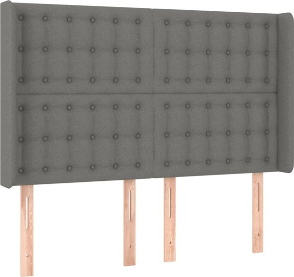 vidaXL Zaglowek uszak σκούρο γκρι, 147x16x118/128 εκ, ύφασμα