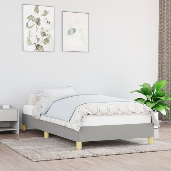 vidaXL Rama κρεβατιού, ανοιχτό γκρι, 90x200 cm, επενδεδυμένη με ύφασμα