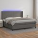 vidaXL Lotko kontynentalne me materacem i LED, szara ekoskora 200x200cm