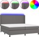 vidaXL Lotko kontynentalne me materacem i LED, szara ekoskora 200x200cm