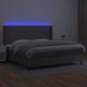 vidaXL Lotko kontynentalne me materacem i LED, szara ekoskora 200x200cm