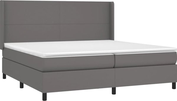 vidaXL Lotko kontynentalne me materacem i LED, szara ekoskora 200x200cm