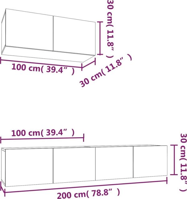 vidaXL Σετ 3 Επιπλα TV, Χρώμα Σκοτεινό Τσιμέντο, Ξυλοπαραγωγής Υλικό