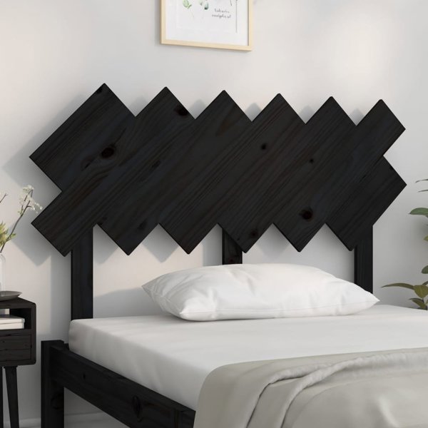 vidaXL Κεφαλάρι κρεβατιού, μαύρο, 122,5x3x80,5 εκ, σκληρό πεύκο