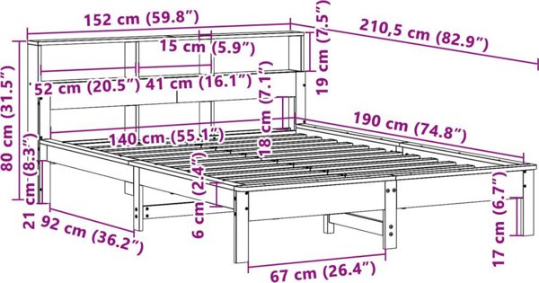 vidaXL Κρεβατοκάμαρα χωρίς στρώμα, 140x190 εκ., μασίφ πεύκο