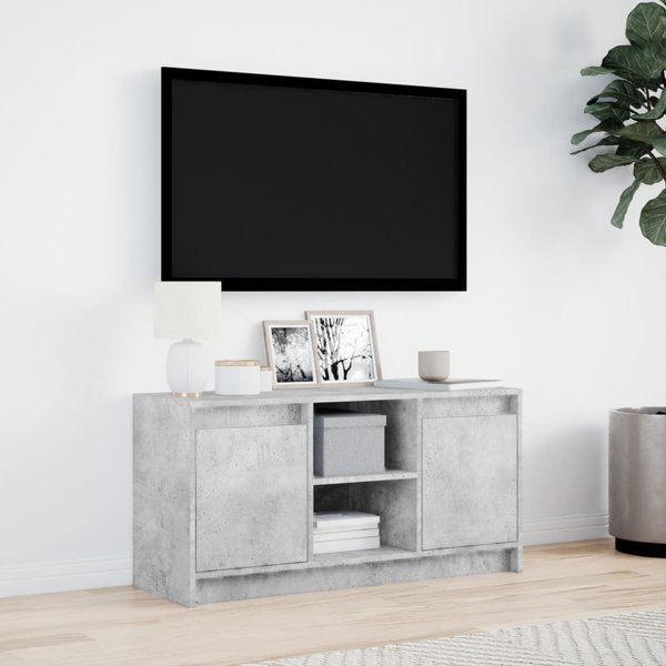 vidaXL Έπιπλο TV με LED, τσιμεντένιο γκρι, 100x34x50 εκ