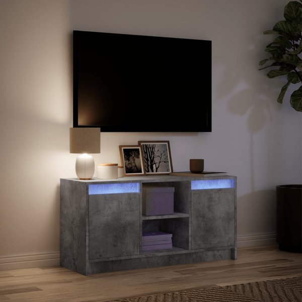 vidaXL Έπιπλο TV με LED, τσιμεντένιο γκρι, 100x34x50 εκ