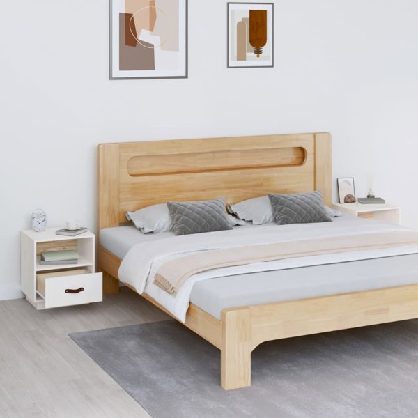 vidaXL 2 Τεμάχια Λευκά Κομοδίνα, 40x34x45 εκ., Μασίφ Πεύκο