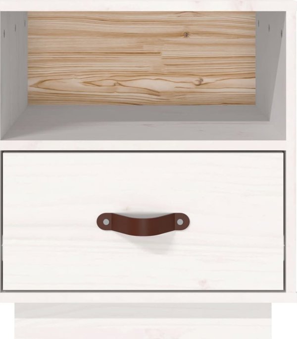 vidaXL 2 Τεμάχια Λευκά Κομοδίνα, 40x34x45 εκ., Μασίφ Πεύκο