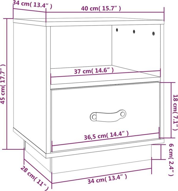 vidaXL 2 Τεμάχια Λευκά Κομοδίνα, 40x34x45 εκ., Μασίφ Πεύκο