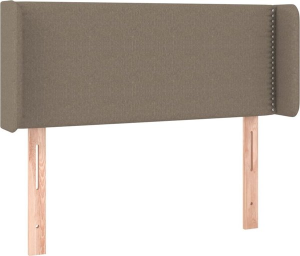 vidaXL Zaglowek do lozkos me LED, taupe, 93x16x78/88 cm, tkana