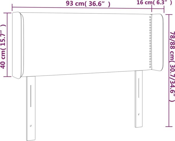 vidaXL Zaglowek do lozkos me LED, taupe, 93x16x78/88 cm, tkana