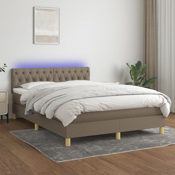 vidaXL Λευκό Κρεβάτι Continental με Στρώμα, Taupe, 140x200 cm, Ύφασμα