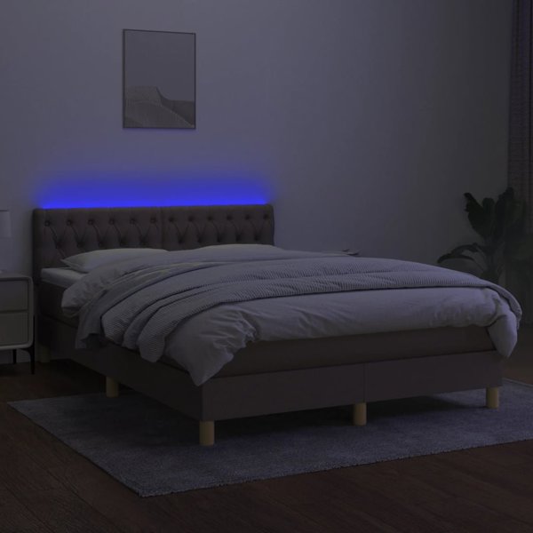 vidaXL Λευκό Κρεβάτι Continental με Στρώμα, Taupe, 140x200 cm, Ύφασμα