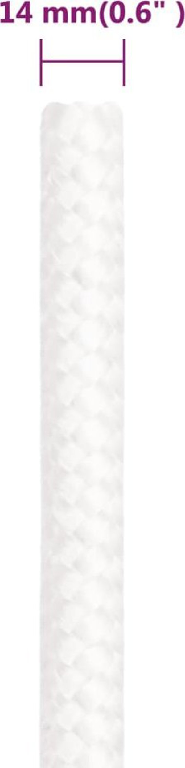 vidaXL Ναυτική γραμμή, μονόχρωμη λευκή, 14 mm, 50 m, πολυπροπυλένιο