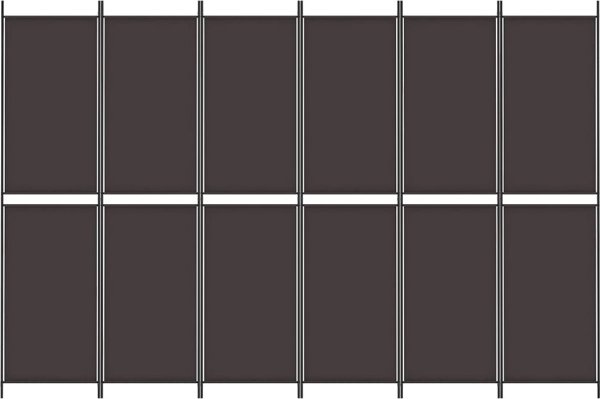 vidaXL Παραβάν 6-panelowy, καφέ, 300x200 cm, ύφασμα