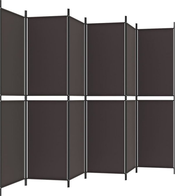 vidaXL Παραβάν 6-panelowy, καφέ, 300x200 cm, ύφασμα