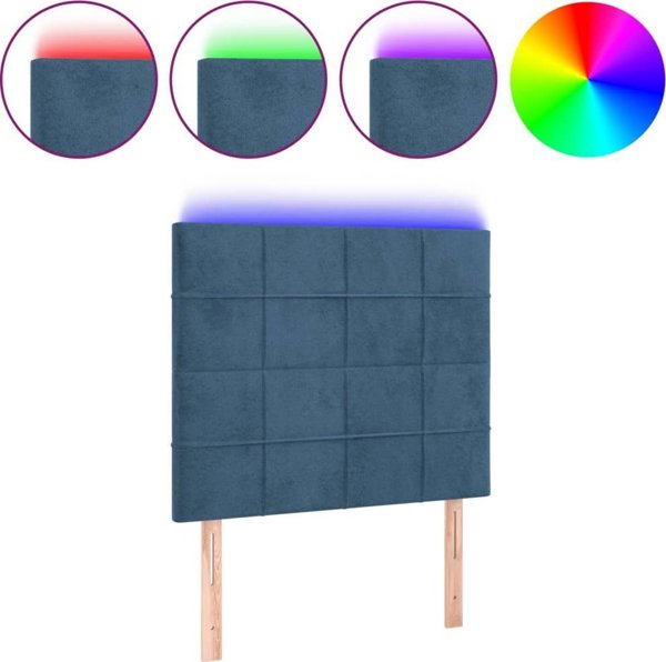 vidaXL Προσκεφάλαιο κρεβατιού με LED σκούρο μπλε 90x5x118/128 cm