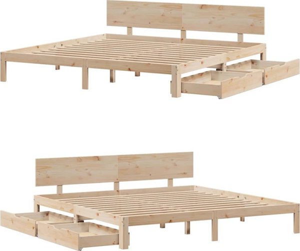 vidaXL Κρεβάτι με Συρτάρια 180x200 εκ. από Μασίφ Πεύκο