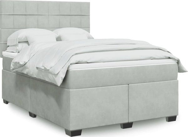 vidaXL Κρεβάτι Continental με στρώμα, ανοιχτό γκρι, 140x190 εκ, βελούδο