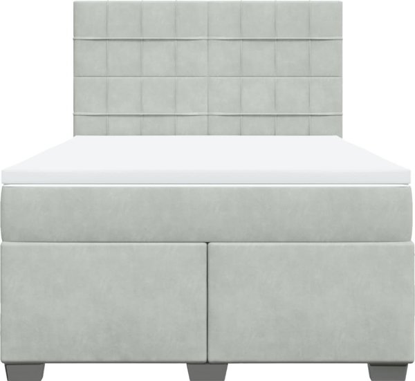 vidaXL Κρεβάτι Continental με στρώμα, ανοιχτό γκρι, 140x190 εκ, βελούδο