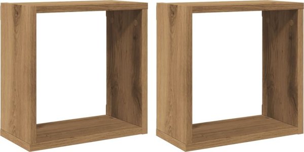 vidaXL Ράφια τοίχου κύβοι 2 τεμάχια δρυς artisan 30x15x30 εκ