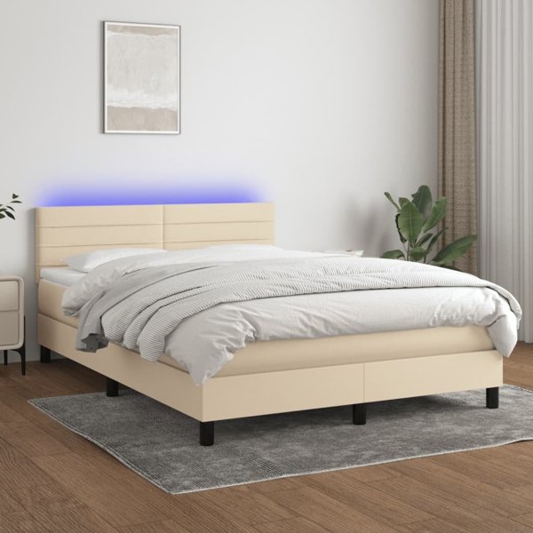 vidaXL Kontinentiko krevati me strwma krem 140x190 cm vafi