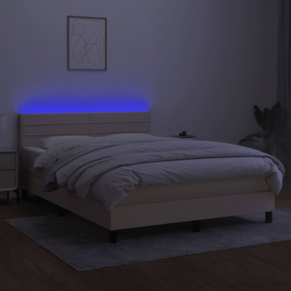 vidaXL Kontinentiko krevati me strwma krem 140x190 cm vafi