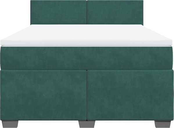 vidaXL Κρεβάτι continental με στρώμα, σκούρο πράσινο, 140x200 εκ
