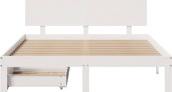 vidaXL Σκελετός κρεβατιού με συρτάρια λευκός 140x190 εκ. από πεύκο