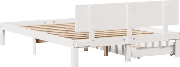 vidaXL Σκελετός κρεβατιού με συρτάρια λευκός 140x190 εκ. από πεύκο