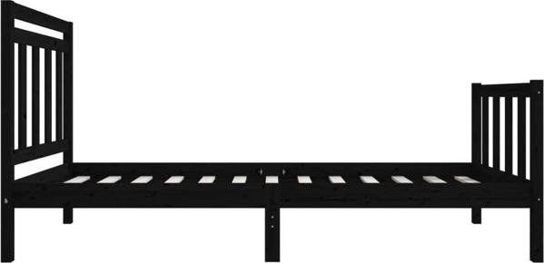 vidaXL Πλαίσιο κρεβατιού, μαύρο, μασίφ ξύλο, 75x190 cm