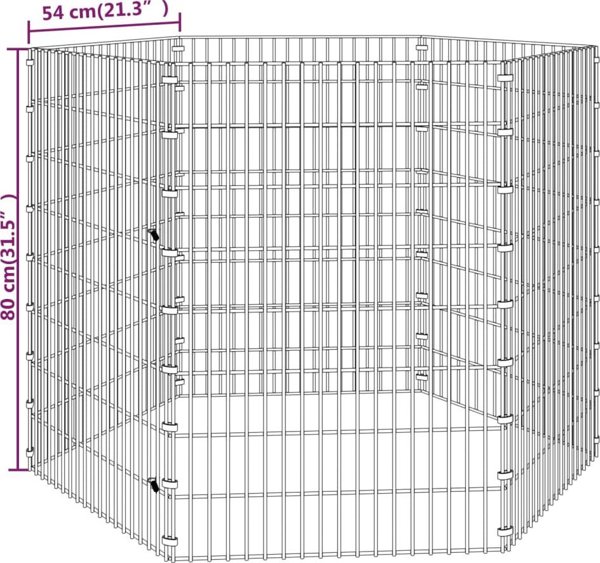 vidaXL Κλουβί κουνελιού 6 πάνελ, 54x80 εκ., γαλβανιζέ σίδερο