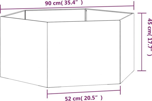 vidaXL Donica, szara, 90x90x45 cm, stal kortenowska