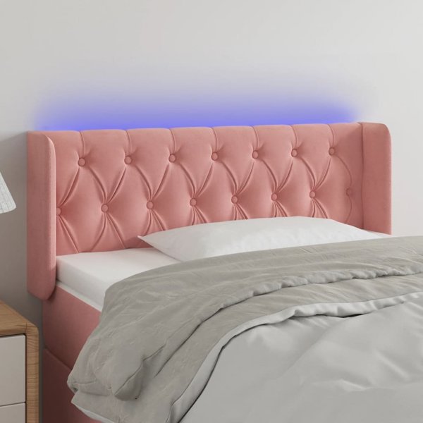 vidaXL Ζαγλώωκ Κρεβατιού με LED Ροζ 93x16x78/88 εκ Βελούδο