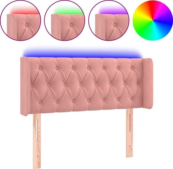 vidaXL Ζαγλώωκ Κρεβατιού με LED Ροζ 93x16x78/88 εκ Βελούδο