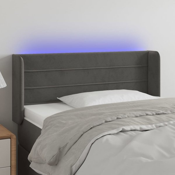 vidaXL Zaglowek do lozkou me LED, skouro gkrizo, 83x16x78/88 cm, aksamit