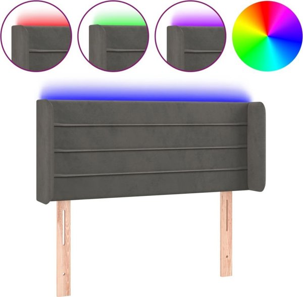 vidaXL Zaglowek do lozkou me LED, skouro gkrizo, 83x16x78/88 cm, aksamit