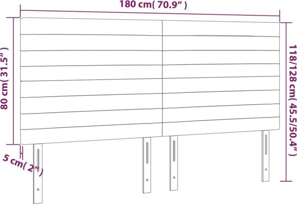 vidaXL Κεφαλάρια για κρεβάτι, σετ 4 τεμ., μαύρα, 90x5x78/88 cm, ύφασμα